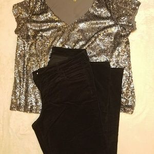 Grey Sequined 2x Top